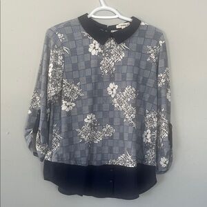 Faith and Joy Navy and White Floral Blouse